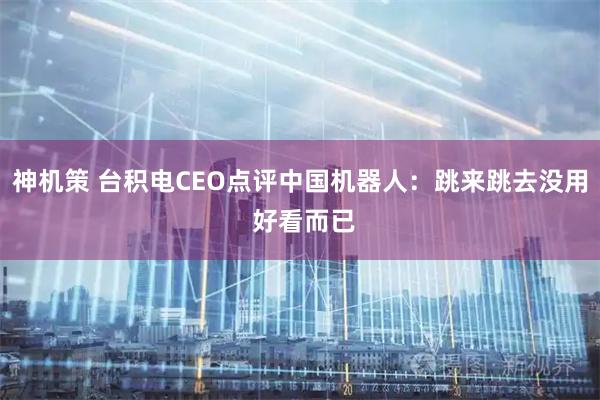 神机策 台积电CEO点评中国机器人：跳来跳去没用 好看而已